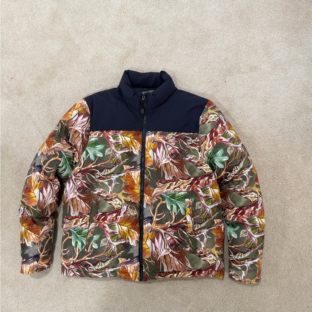 AMERICAN 🇺🇸 -  Men's Leaf Pattern Puffer Jacket - Black - Orange - Camo